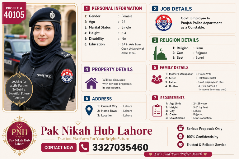 Well Settled Female Rishta in Lahore