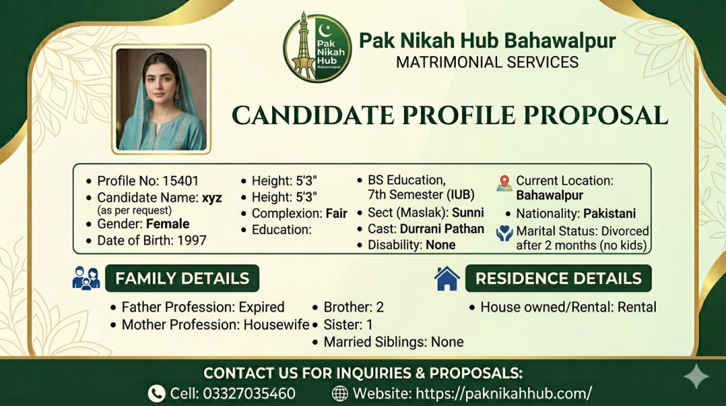 Divorced Female in Bahawalpur –