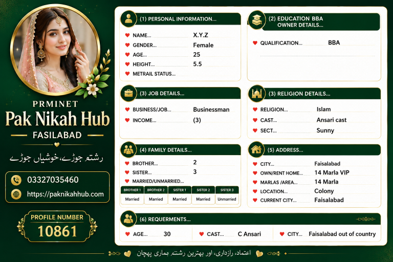 Female Rishta in Faisalabad